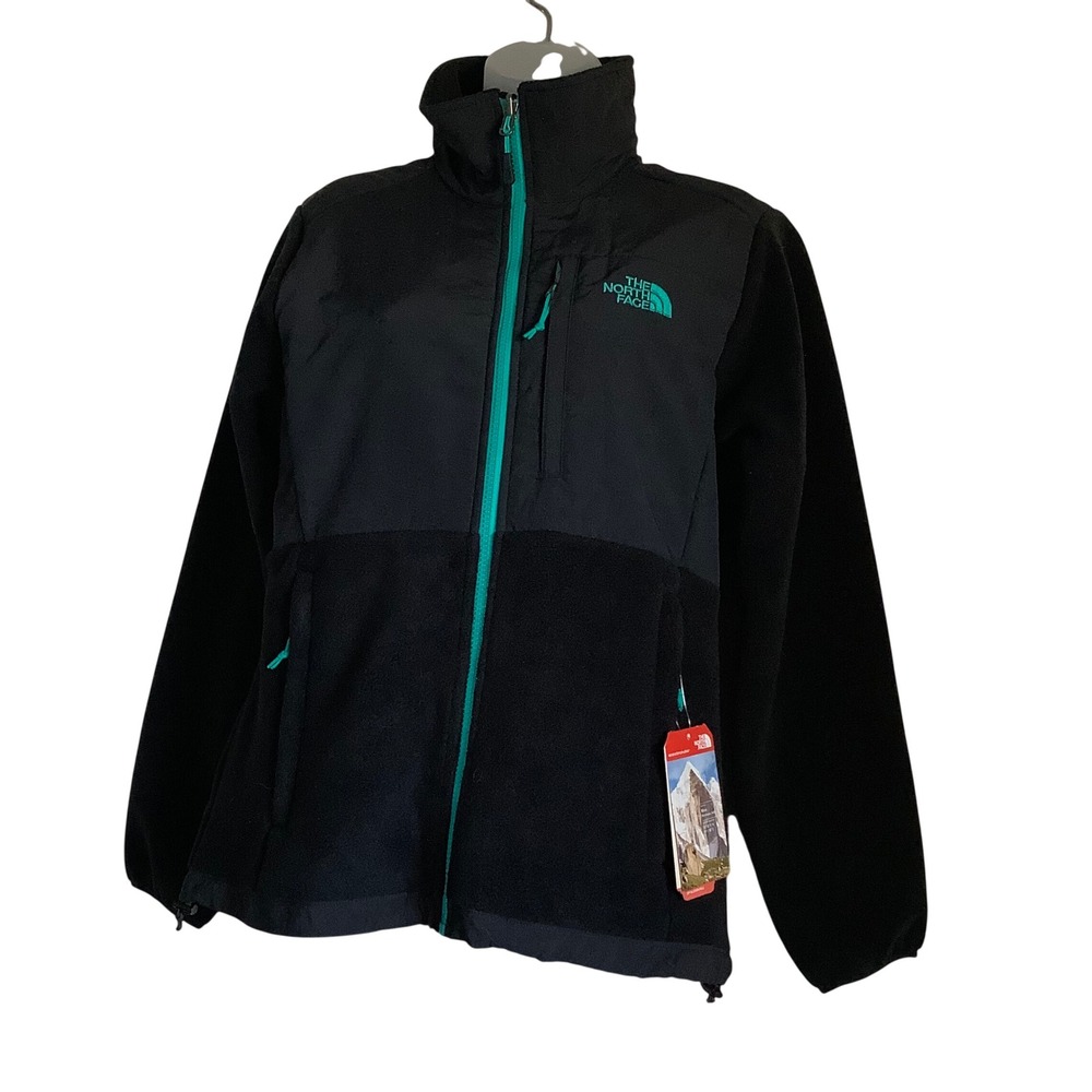 NWT The North Face Women's Denali Fleece Jacket Black Turquoise Zip Size Medium